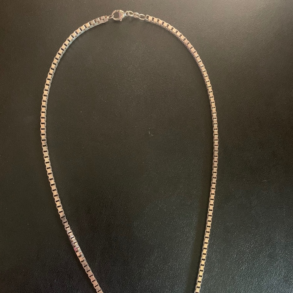 Unisex Sterling 925 Silver Square Box Chain 20" Necklace ITALY